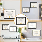 YixangDD 10 PACK Certificate Frames 8.5 x 11, Black Diploma Frame Document Frame with Clear Plexiglass, Picture Frames for Tabletop and Wall Display