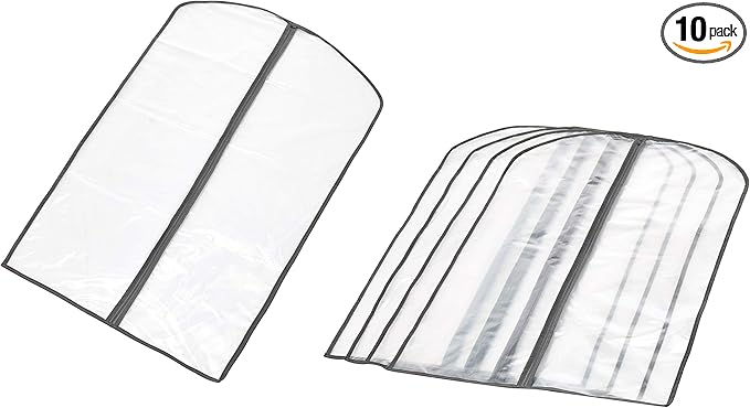 Amazon Basics Zippered Peva Garment Storage Bag, 50-Pack, White