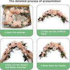Artificial Peony Flower Swag, Arch Flowers, 20" Length in Bent, Decorative Swag, for Arch Front Door Party Wall Home Decor(Peach)