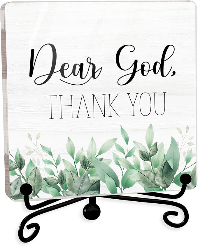 Modern Farmhouse Decor, Home Decor For Living Room, Boho Chic Aesthetic Shelf Decorations, Eucalyptus Christian God Acrylic Sign, Farmhouse Entryway Tv Stand Fireplace Coffee Table Decoration (12)