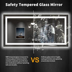 LOAAO 55X30 LED Bathroom Mirror with Lights, Anti-Fog, Dimmable, Backlit + Front Lit, Lighted Bathroom Vanity Mirror for Wall, Shatter-Proof, Memory Function, ETL Listed