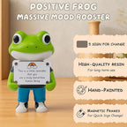 Positive Frog Figurine - 4.9" Tall Hand-Painted Resin Indoor Office Desk Decoration with Cute Motivational Sign, Funny Gift for Women Friends Bestie BFF Bestfriend Coworkers