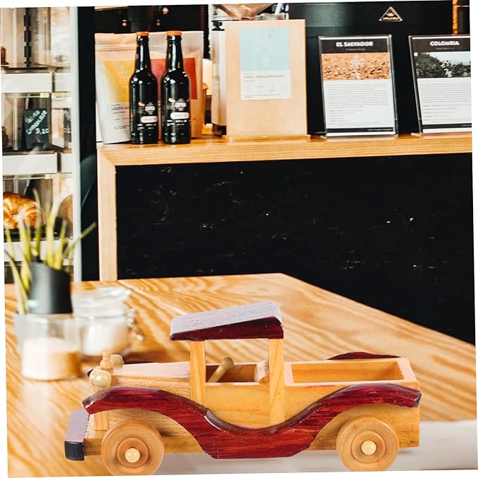 LIFKOME 1pc Vintage Wooden Car Model Decor Retro Wood Car Ornament for Home Desktop Chic Craft for Collectors and Unique Idea for Office and Bedroom Decor