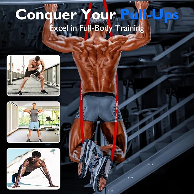 FitBeast Resistance Bands Set, Pull Up Assist Bands for Strength Training, Powerlifting, Muscle Toning, Yoga, Mobility Exercises, Rehabilitation, Full-Body Workout