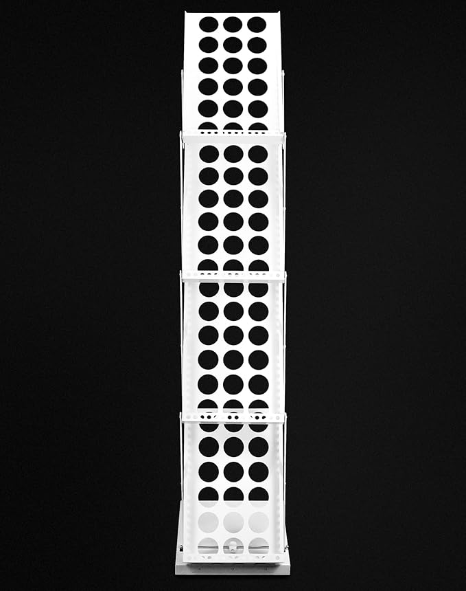 QWORK Foldable Brochure Display Stand, Magazine Brochure Display Rack Stand, 4 Pocket Literature CatalogTradeshow Display Stand, for Office Store and Exhibition Trade Show (White)