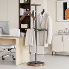 Suit Valet Stand with 2 Wooden Hangers & Storage Tray, Stainless Steel Frame, Solid Natural Marble Base, Freestanding Clothing Valet for Men, Bedroom, Office, Entryway (12.6 x 54.33 in)