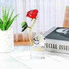 YWHL 60th Wedding Anniversary Rose Gifts for Parents Grandparents, 60 Years Happy for Couples, Crystal Rose Figurine with Silver Diamond, Romantic Valentines Day Present for Her Him