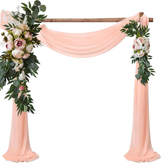 Machoo Decorative Swags Wedding Arch Flowers Swags Artificial Flowers for Decoration 2 Pcs Peony Flower Swag for Wedding Decor Welcome Sign Wedding Arch Lintel Decor (Champagne)
