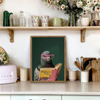 Framed Funny Pigeon Wall Art, Humorous Bird Reading Wall Decor Paintings, Pooping on People Book Pictures Canvas Print Eclectic Home Decor for Bathroom Living Room Office Dorm 12x16 inch