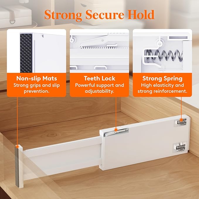 Lifewit 20 Pack 4" High Drawer Dividers 28-43.5cm/11-17" Adjustable Drawer Organizer for Clothes/Utensils, Expandable Drawer Separator in Dresser/Kitchen/Bedroom/Office Organization & Storage White
