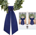 2 Pcs Navy Blue Wreath Sash for Front Door Linen Wreath Ribbon Bow for Yard Porch Garland Home Decor