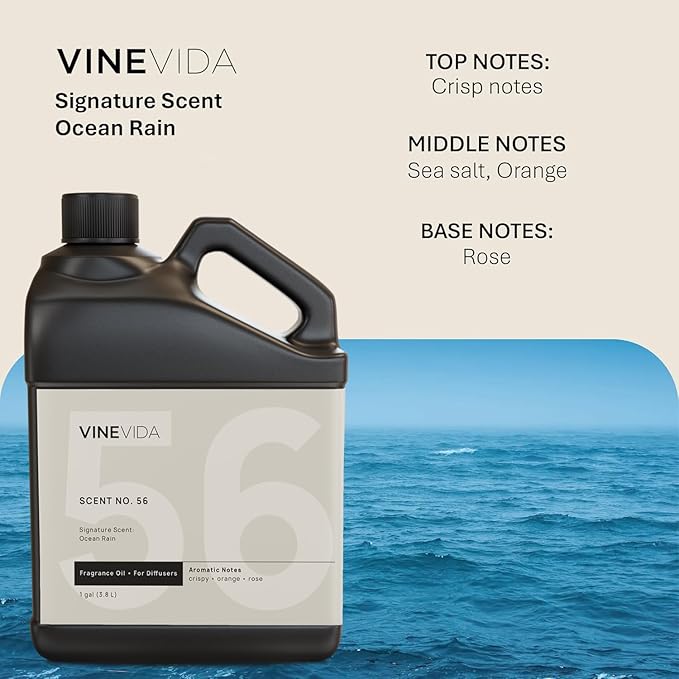 VINEVIDA [128 Fl Oz] Ocean Rain Fragrance Oil for Cold Air Diffusers, Essential Oils for Diffuser Oil Refill & Air Freshener Room Spray