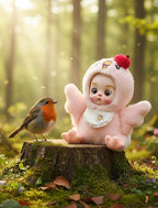 6" Hand-Painted Porcelain Face Doll with Acrylic Cotton Body, Small Ceramic Collectible Doll for Shelf & Desk Decor, Aesthetic Home Display, Collectors & Unique Birthday Gift (Pink)