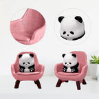 Miniature Panda Figurines Desk Decor, Pink Panda Sculpture Office Desk Accessories, Cute Mini Resin Animal Statue for Shelf and Garden Decor, Funny Gift for Panda Lovers