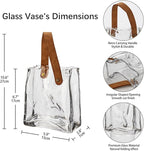 Glass Purse Vase for Flowers Clear Vases for Centerpieces Glass Bag Vase with Leather Handle Small Bag Vases for Decor Decorative Fish Bowl for Home Wedding Decor