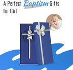 Tryuunion Baby Wall Cross Baptism Gifts for Girl, 7-inch Silver Praying Girls Baptism Crosses for First Holy Communion Christening and Dedication Baptismal Gifts from Godparents