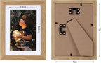 Lyeasw 4x6 Picture Frame Set of 15, Display Pictures 5x7 without Mat or 4x6 with Mat, Natural Wood Color Multi Photo Frames for Wall or Tabletop