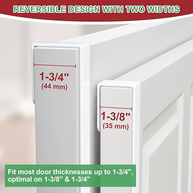 15" Reversible Wreath Hangers for Front Door, Fit Most Doors up to 1-3/4", Heavy Duty Steel Over The Door Hooks Hold up to 80 LBS for Spring & Easter Wreaths, Seasonal Door Decor (White 2 Pack)