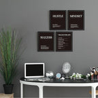 DSHFG Black Motivational Office Pictures Wall Decor Prints Set of 4, Black Motivational Wall Art Decor Tredny Posters Prints for Office Home Room Decor, 8x10 Unframed