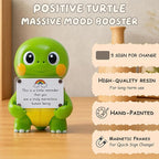 Positive Turtle Figurine - 4.3" Tall Hand-Painted Resin Indoor Office Desk Decoration with Cute Motivational Sign, Funny Gift for Women Friends Bestie BFF Bestfriend Coworkers (Green)