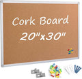 Cork Board Bulletin Board 20 x 30 Inches, Silver Aluminium Framed Corkboard, Office Board for Wall Cork, Large Wall Mounted Notice Pin Board
