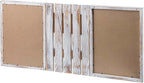 MyGift 3 Panel Wall Mounted Entryway Bulletin Board Combo Set with Shabby White Washed Solid Wood Frame, Chalkboard, Cork Board, Black Metal Mail Basket, and Hanging Rail