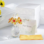 Crystal Bird & Forget-Me-Not Flower Figurine,3x4 inch Glass Flower Collectible Ornaments for Home Decor Table Centerpiece Glass Bouquet Flowers Keepsake Gifts for Women （Yellow）