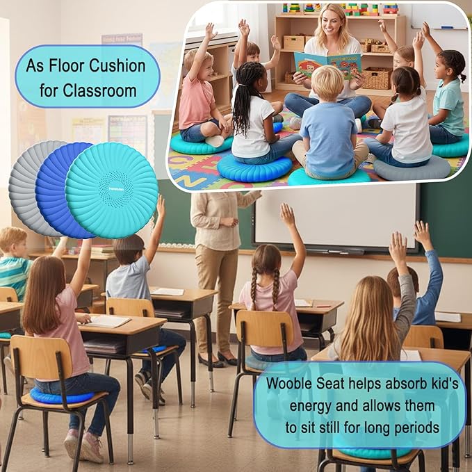 Wobble Cushion Core Balance Disc, Wiggle Seat for Sensory Kids to Stay Focused, Non-slip Balance Pads with Inflation Pump for Physical Therapy & Core Strength