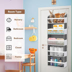 Over the Door Hat Organizer for Baseball Caps, Hold up to 60 Hats Rack Storage for Door/Closet/Wall, Clear Pockets Hanging Hat Holder for Baseball Caps with 10 Mesh Pockets, Grey
