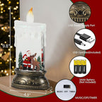 Wondise Rechargeable Musical Snow Globe Lantern with 6H Timer, Battery Operated USB Powered Lighted Snow Globe Lamp Spinning Water Swirling Glitters Holiday Decor Santa Deer