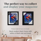 Creative Picture Frames 10.5 x 13.5 Magazine Frame with Full-Strength Glass, Holds Up To A 1/4" Thick Media with Installed Hangers for Easy Mounting, 12x15 Black Frame with White Mat