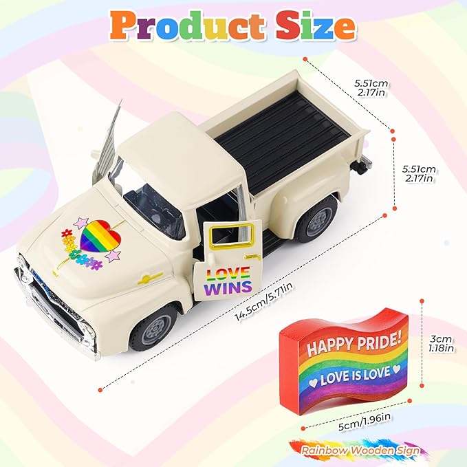 Pride Rainbow Truck Decor, LGBTQ Pride Month Decorations, Tiered Tray Decor, Love is Love Tabletop Centerpiece, Rustic Farmhouse Rainbow Home Kitchen Party Decor