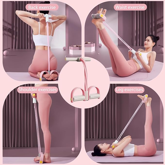 Foot Pedal Resistance Band,6-Tube Pedal Puller Resistance Rope,Yoga Elastic Exercise Bands, for Women Jump Fitness, Abdomen/Arm Weight/Waist/Leg Stretching Slimming Training