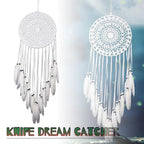 Large White Dream Catcher, Handmade Crochet Macrame Feather Dreamcatcher | Bohemian Wall Hanging Home Decor for Bedroom, Nursery, Living Room & Wedding.