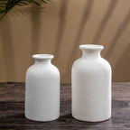 Hirdbrote Small Ceramic Vases for Decor, 2-Piece Set - Flower Vases, Modern Farmhouse & Rustic Home Decor, Wedding & Kitchen Centerpiece (5.5' & 4.7' Tall) (White)