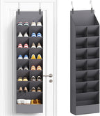 Lifewit 8 Tier Over the Door Shoe Organizer with 15 Large Deep Pockets, Fabric Hanging Shoes Shelf for Closet, Dorm Storage, Fit Up to 16 Pair Shoe Rack Holder for Sneakers, Boots, Gray