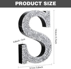 Qunclay 5.7" Silver Crystal Diamond Bling Letters Crushed Diamond Decoration Wooden Glitter Letter with Screw and Hooks Rhinestone Gift for Wedding Y2k Mcbling Bedroom Wall Decor (Letter S)