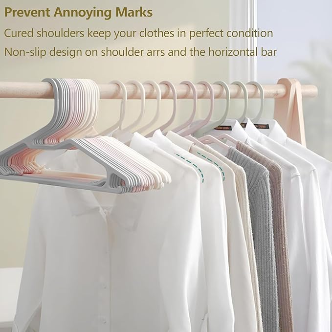 Clothes Hangers 16.5", Blouse Hanger with Z-Shape Opening, Short Neck Hangers for Closet, Coat Hanger for Adults Suit, Hoodies, Shirts, Jacket, Plastic Shirt Hangar for Men Grey, 20 Pack