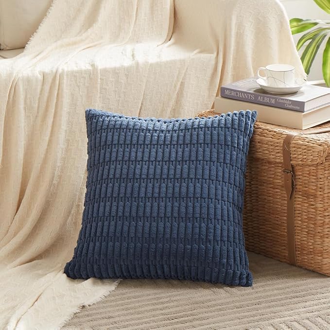 Fancy Homi 4 Packs Decorative Throw Pillow Covers for Living Room Couch Bed, Modern Farmhouse Boho Home Décor Accent Cushion Case, 20" x 20", Dusty Blue