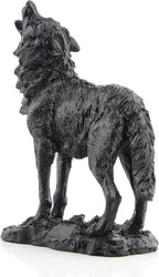 Black Howling Wolf Statue, Realistic Wild Wolf Sculpture, Resin Animal Figurine for Home Decor, Office Desk, Shelf, Wildlife Lover Gift