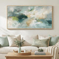 Large Framed Sage Green Abstract Wall Art for Living Room, Modern Teal Horizontal Canvas Prints Paintings Artwork for Walls, Contemporary Pictures Wall Decor for Bedroom Dining Room Office, 30x60 In