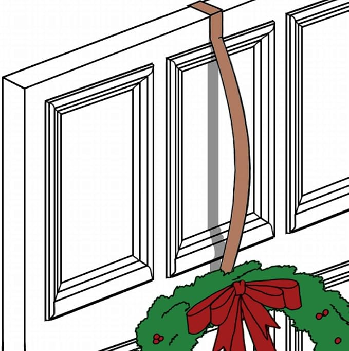 Haute Decor HighProfile Curved Over The Door Wreath Hanger (Holly Embossed - Oil-Rubbed Bronze) for Doors with Raised Features