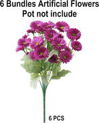 HyeFlora Artificial Flowers for Outdoors Spring Summer Outside Decor, 6 Bundles Fake Daisy Realistic Silk Flowers UV Resistant Outdoor Faux Plants for Planter Front Door Porch Balcony Yard, Fuchsia