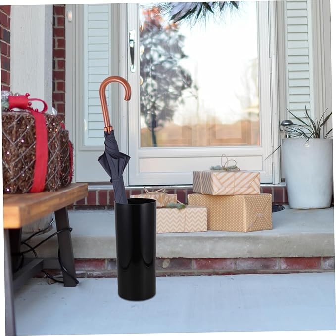 Happyyami Large Umbrella Holder Stand 13.76 Inch Plastic Umbrella Storage Rack for Entryway Home Office Hotel Rustic Design Drainage Hole Fits Canes and Walking Sticks