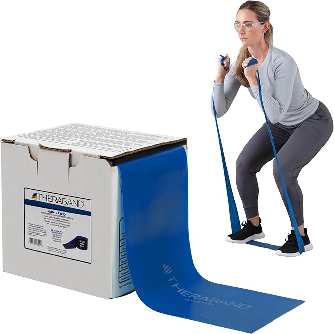 THERABAND Resistance Band 25 Yard Roll, Non-Latex Professional Elastic Stretch Bands for Upper & Lower Body Exercise Workouts, Physical Therapy, Lower Pilates, Flexibility, & Rehab, Dispenser Box