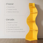 YOWOS Modern Corner Shelf, 5 Tier High Corner Bookshelf for Small Spaces, Scalloped Corner Bookshelf and Storage, Wooden Display Stand for Plants, Books and Decorations (Yellow)