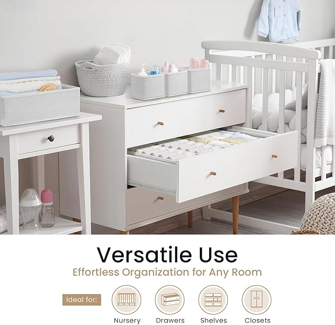 Reli. Dresser Organizer (14 Pack) | Drawer Organizer Clothes | Nursery Organization & Baby Clothes Organization for Drawer | Foldable Fabric Dresser Dividers for Bra, Nursery, Underwear, Socks (White)