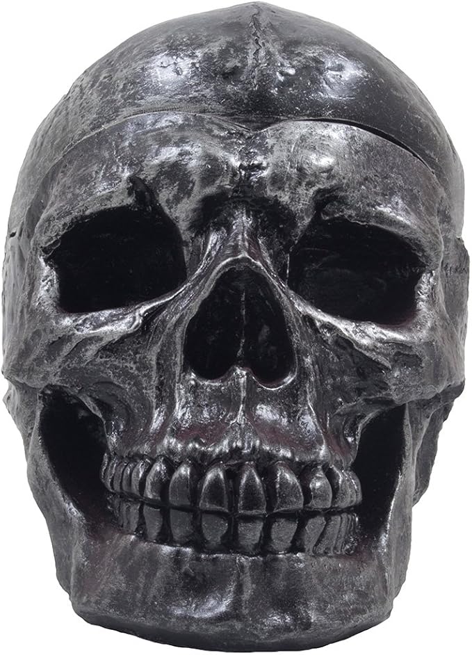 Spooky Human Skull Ashtray with Cover for Scary Halloween Decorations and Decorative Skulls & Skeletons Figurines As Gothic Smoking Room Decor Gifts for Smokers by Home-n-Gifts