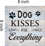 Funny Farmhouse Dog Canvas Wall Art Decor Dog Kisses Fix Everything Rustic Sign Painting Plaque Vintage Animal Pictures Print Home Decoration (8 X 8 Inches, Framed)