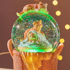 LOVE FOR YOU Gift Wrapped Music Box Cat Lovers Flower Basket Musical Snow Globe Decoration for Girls and Women Kids Niece Sister Daughter Mom Granddaughter Grandma Christmas Birthday Present